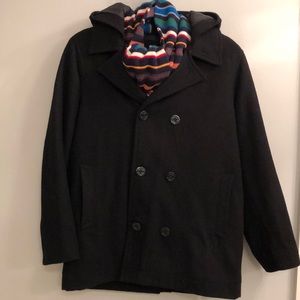 Navy Pea Coat Hooded
